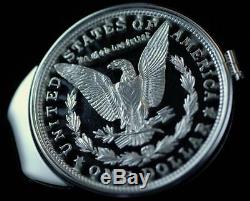 Morgan Money Clip 100 Year Old Large US Eagle Silver One Dollar Hand Cut Coin