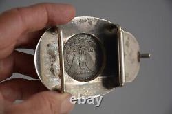 Morgan Silver Dollar Coin 1886 in Hand Engraved Oval Silver Western Belt Buckle