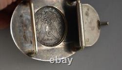 Morgan Silver Dollar Coin 1886 in Hand Engraved Oval Silver Western Belt Buckle