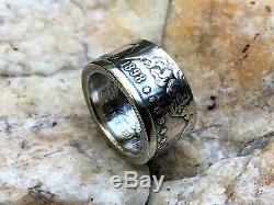 Morgan Silver Dollar Coin Ring. Handcrafted. 900% silver, 1878-1904. Size 8-15
