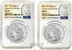NGC MS 70 Morgan 2021 Silver Dollar CC Privy Mark! & NGC MS 70 Morgan 2021 o