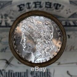 (ONE) UNCIRCULATED $20 Silver Dollar Roll 1899 & CC-Mint Morgan Dollar Ends