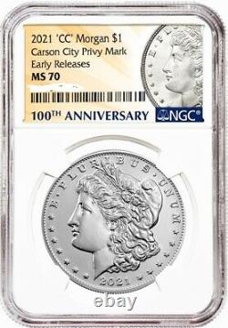 PreSale 2021 Morgan (CC S D O P) & Peace Silver Dollar 6 Coin Set NGC MS70 ER