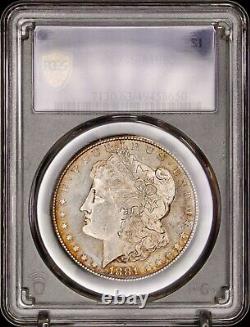 Rainbow Toned Reverse 1881-S $1 Morgan Silver Dollar MS63. PCGS Gold Shield