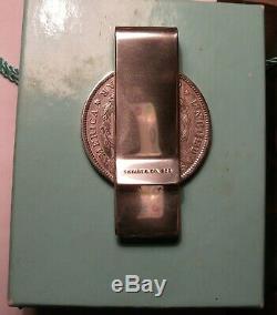 Rare Tiffany & Co. 1837 Sterling Silver Morgan Dollar Money Clip + Box & Bag