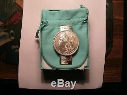 Rare Tiffany & Co. 1837 Sterling Silver Morgan Dollar Money Clip + Box & Bag