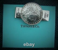 TIFFANY & Co 1837 Sterling Silver Morgan Silver Dollar Money Clip + BOX & POUCH