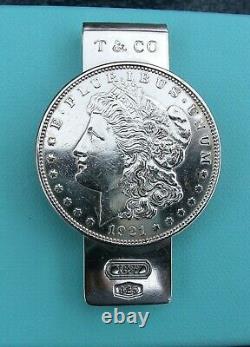 TIFFANY & Co 1837 Sterling Silver Morgan Silver Dollar Money Clip + BOX & POUCH