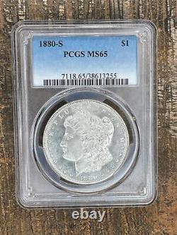 Us 1880-s Morgan Silver Dollar $1 Pcgs Ms65 San Francisco Mint