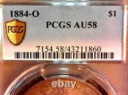 Winter 2021 Sale-u. S. Gold Shield -1884-o Pcgs Au58 Morgan Silver Dollar-km#110